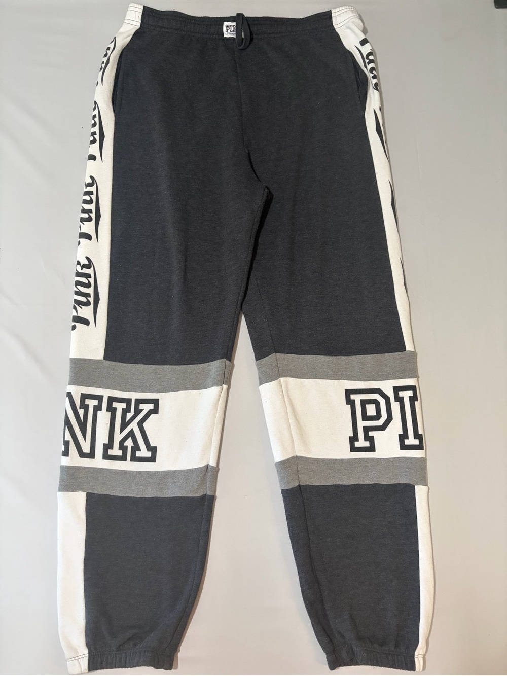 PINK Victoria's Secret Gray & White Logo Joggers